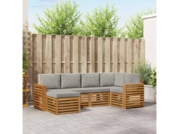 Vidaxl Conjunto De Sofás Para Exterior 6 Unid. Cinza Natural E Claro