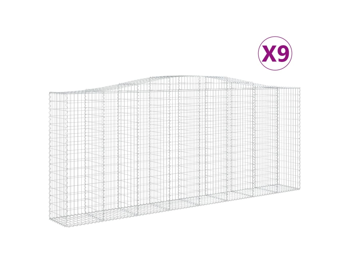 Conjunto 9 Cesto gabião VIDAXL Prateado Ferro (400x50x160/180cm)