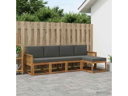 Vidaxl Conjunto De Sofás Para Exterior 5 Unid. Natural E Antracite