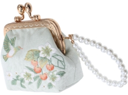 Bolsa De Tecido Floral Com Fecho Bordado, Mini Porta-moedas Com Estampa Floral Para Mulheres.