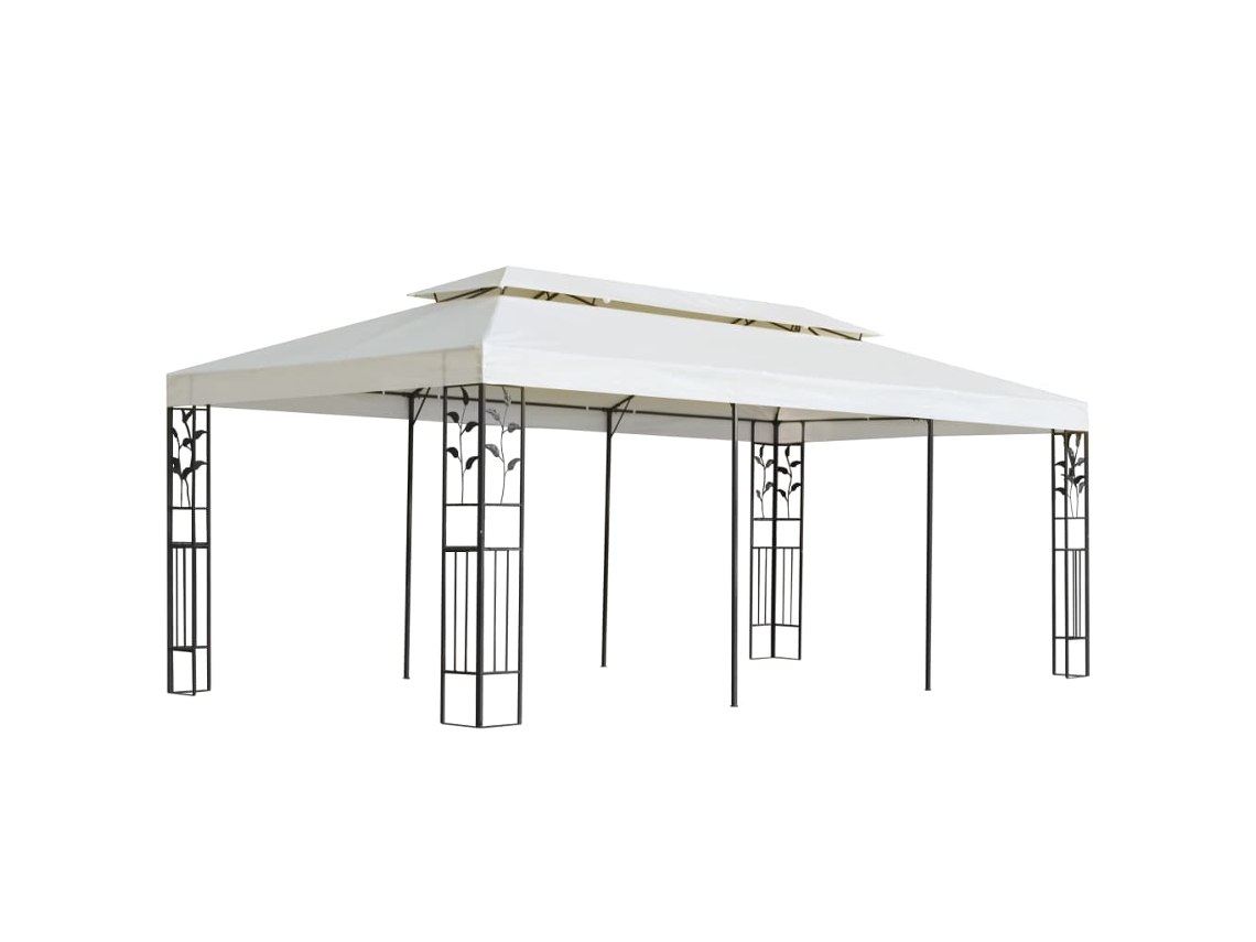 Vidaxl Gazebo Com Telhado Duplo 6x3 M Aço Branco