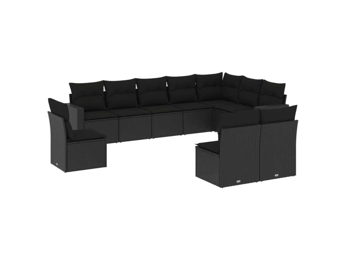 Maison Exclusive - 10 Pcs Conjunto Sofás De Jardim C/ Almofadões Vime Pe Preto