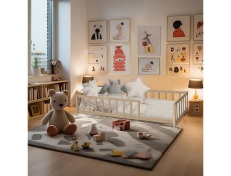 Cama Nino 90x190 1 Estrado Barreira / Natural Lequaidesaffaires