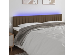 Cabecero con luces LED, tela marrón, 160x5x78/88 cm
