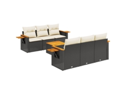 Conjunto de 7 Sofás para Jardim com Almofadões Vime Pe Preto MAISON EXCLUSIVE (7 pcs)