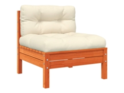Maison Exclusive - Sofá Jardim S/ Braços C/ Almofadões Pinho Maciço Castanho Cera