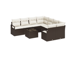 Conjunto 9 Móveis Para Exterior Vidaxl Castanho Vime Pe (232 X 234 X 85 Cm)