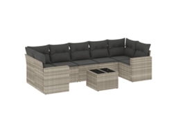 Maison Exclusive - 8 Pcs Conj. Sofás Jardim C/ Almofadões Vime Pe Cinza-claro