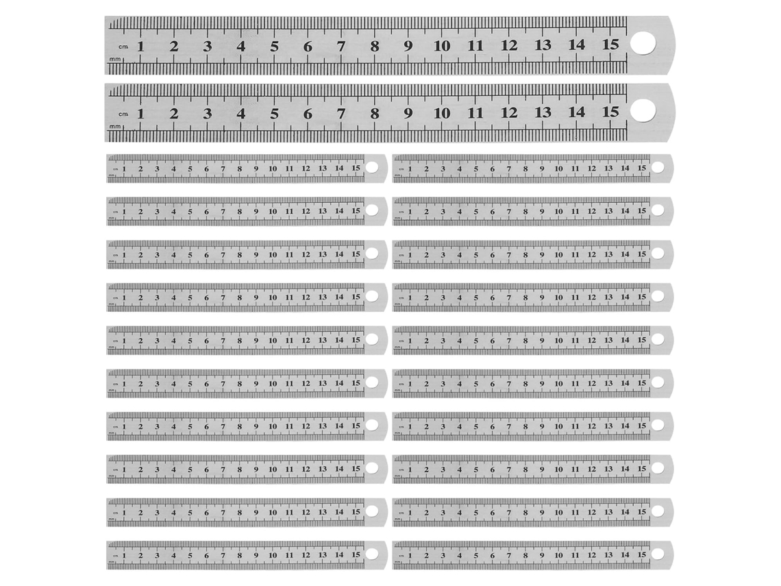 Régua De Aço Inoxidável De 15 Cm (6 Polegadas) Com Escala Dupla, Borda