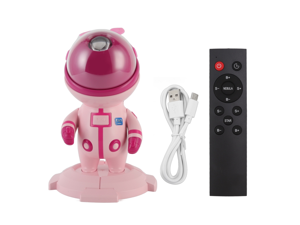 Projetor de Luz Astronauta Led Usb Presente Aniversário Rosa