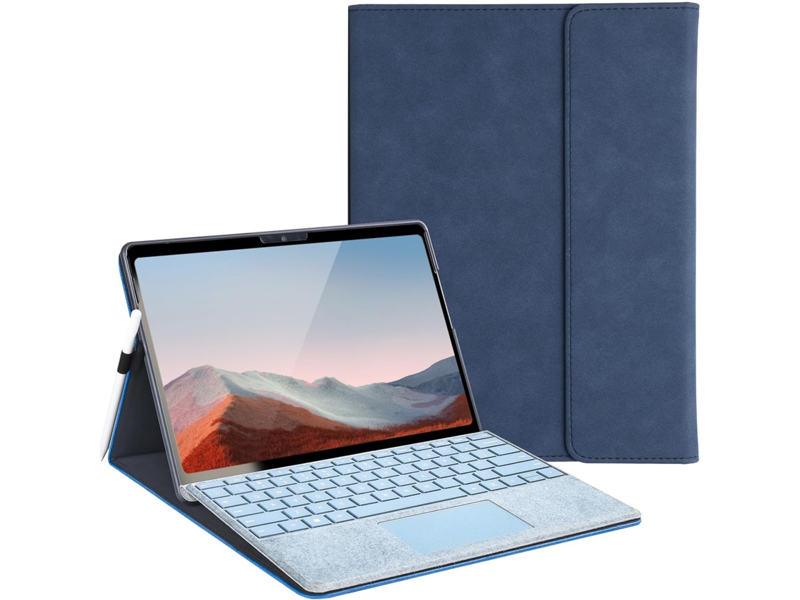 Capa Flip Resistente HEXINYIGJLY para Surface Pro 11/10/9 antichoque com suporte caneta e Protetor Acolchoado Azul