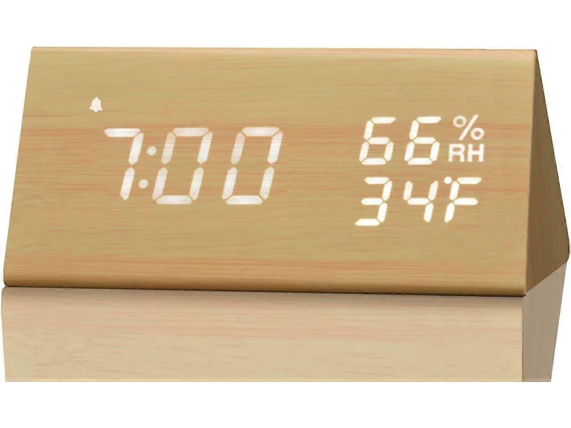 Despertador Digital, Com Visor Eletrônico De Led Em Madeira, 3 Configurações De Alarme Slowmoose