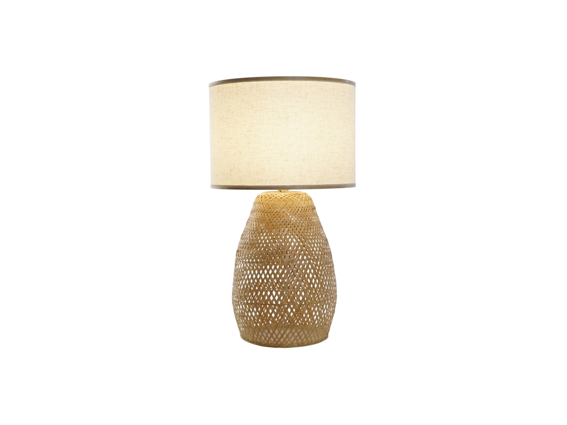 Abajur de Mesa em Bambu e Poliéster Natural, 40x40x71cm ALEXANDRA HOUSE LIVING