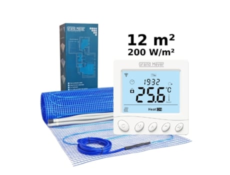 Kit De Aquecimento Elétrico Para Piso Radiante 12 Mâ², 200 W/mâ² W350 Termóstato Wi Fi Programável Grand Meyer
