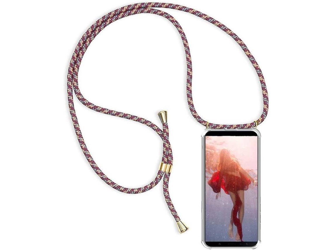Capa Huawei P30 Lite HONGWE. Com corda Transparente, Vermelho