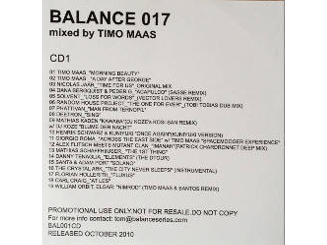 CD Timo Maas - Balance 017