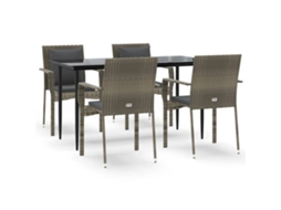 Garden Dining Set, Garden Dining Sets Vidaxl Cinzeto Rattan / Vime (140 Cm Table Length)