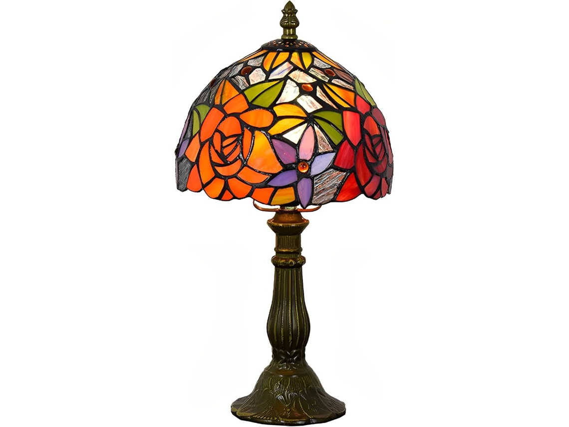 Abajur De Mesa Náutico Estilo Tiffany Com Vitral Rosa, 20x20x35 Cm, Para Leitura, Cabeceira, Decoração Para Quarto, Sala