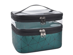 Bolsa de Maquiagem Linjou de Dupla Camada para Viagem, Estojo Cosmético Impermeável, Verde Escuro (2026)