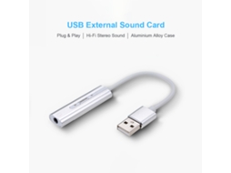 Placa De Som Externa Usb Hi-fi Adaptador De Áudio 7.1 Ch Para Laptop Pc Prata