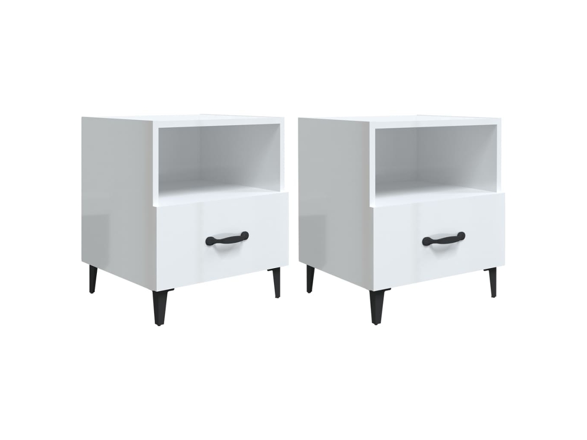 Bedside Cabinet, Bedside Cabinets Vidaxl Branco Madeira Processada (n/a)