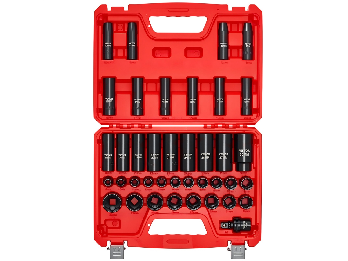 Conjunto De Chaves De Impacto 12,7 Mm Métrico 9 A 27 Mm,30 Mm 39 Unidades Vevor