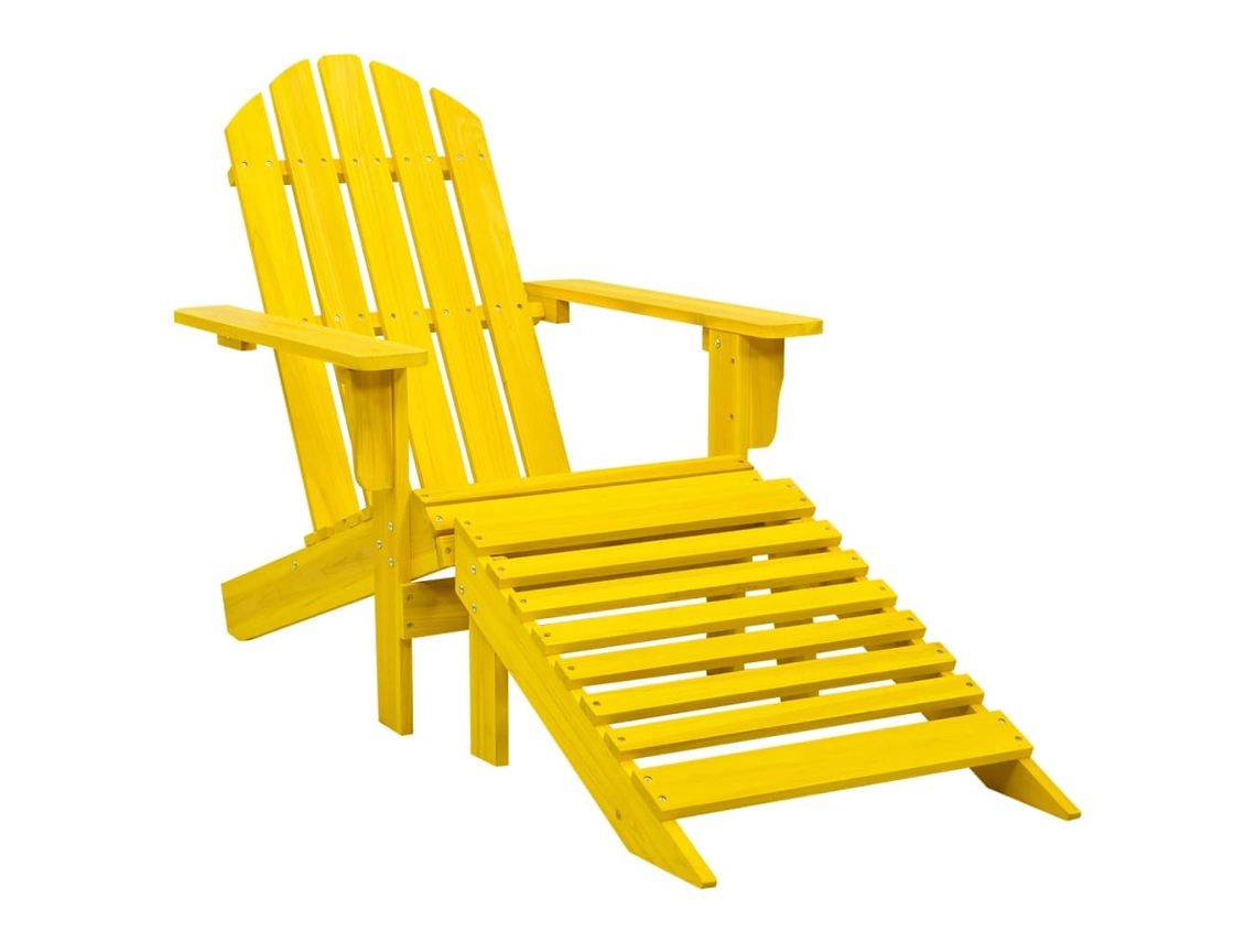 Vidaxl Cadeira Adirondack Para Jardim Com Otomano Abeto Maciço Amarelo
