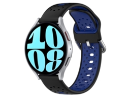 Bracelete para Samsung Galaxy Watch 6 Silicone Respirável Duas Cores (20mm) Preto + Azul XIAOMOYU