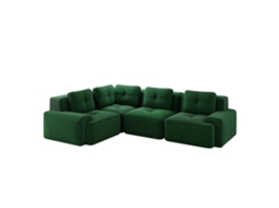 Sofá Modular Sem Arestas Para Sala De Estar E Escritório, Confortável E Antiderrapante Em Veludo Verde, Sem Montagem Necessária