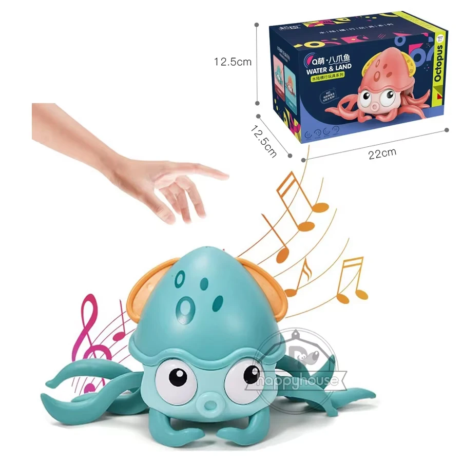 (azul) Polvo De Brinquedo Para Bebês Que Rasteja, Com Música E Luzes De Led, Evita Obstáculos Automaticamente.