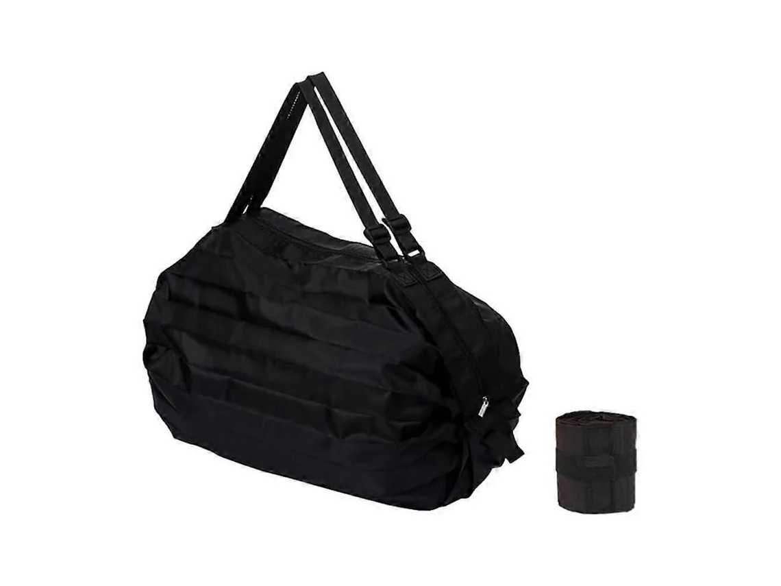 Sacola de Compras Dobrável, Ecológica, Reutilizável, Portátil, Tipo Bolsa de Ombro, Preta. GOKOCO