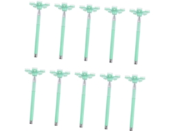 Kit Com 10 Canetas De Gel Plástico Housoutil, Ponta Média E Suporte