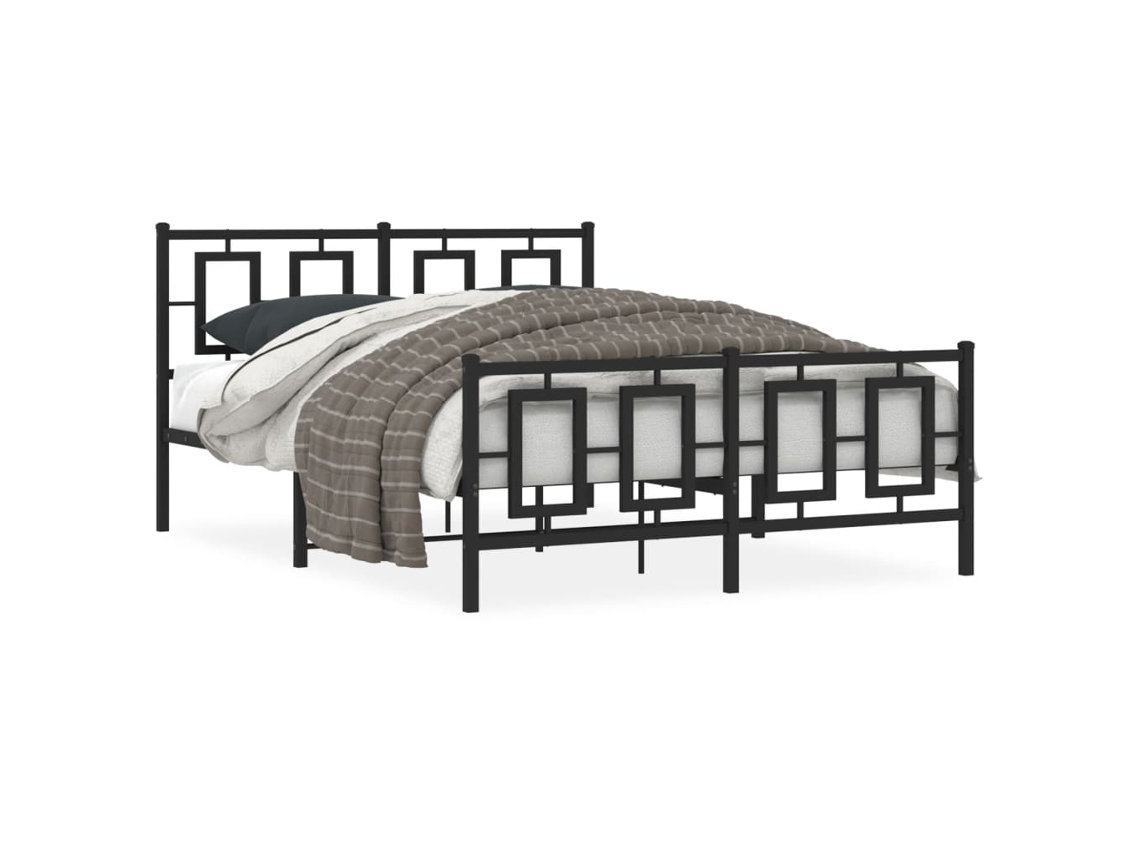 Estrutura de Cama com Cabeceira e Pés Metal Preto MAISON EXCLUSIVE 135x190 cm