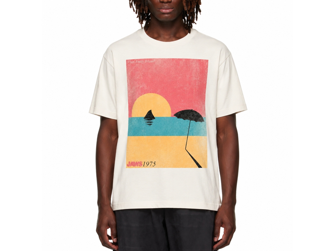 Rockinstone Jaws Movie Visiting Solid Natural Adult T-shirt Size:xxxl