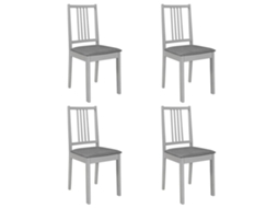 Vidaxl Cadeiras De Jantar Com Almofadões 4 Pcs Madeira Maciça Cinzento