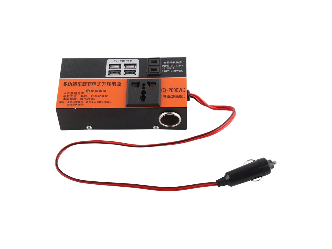 Inversor de Carro 12V/24V para 220V com Carregamento Rápido e Múltiplas Interfaces