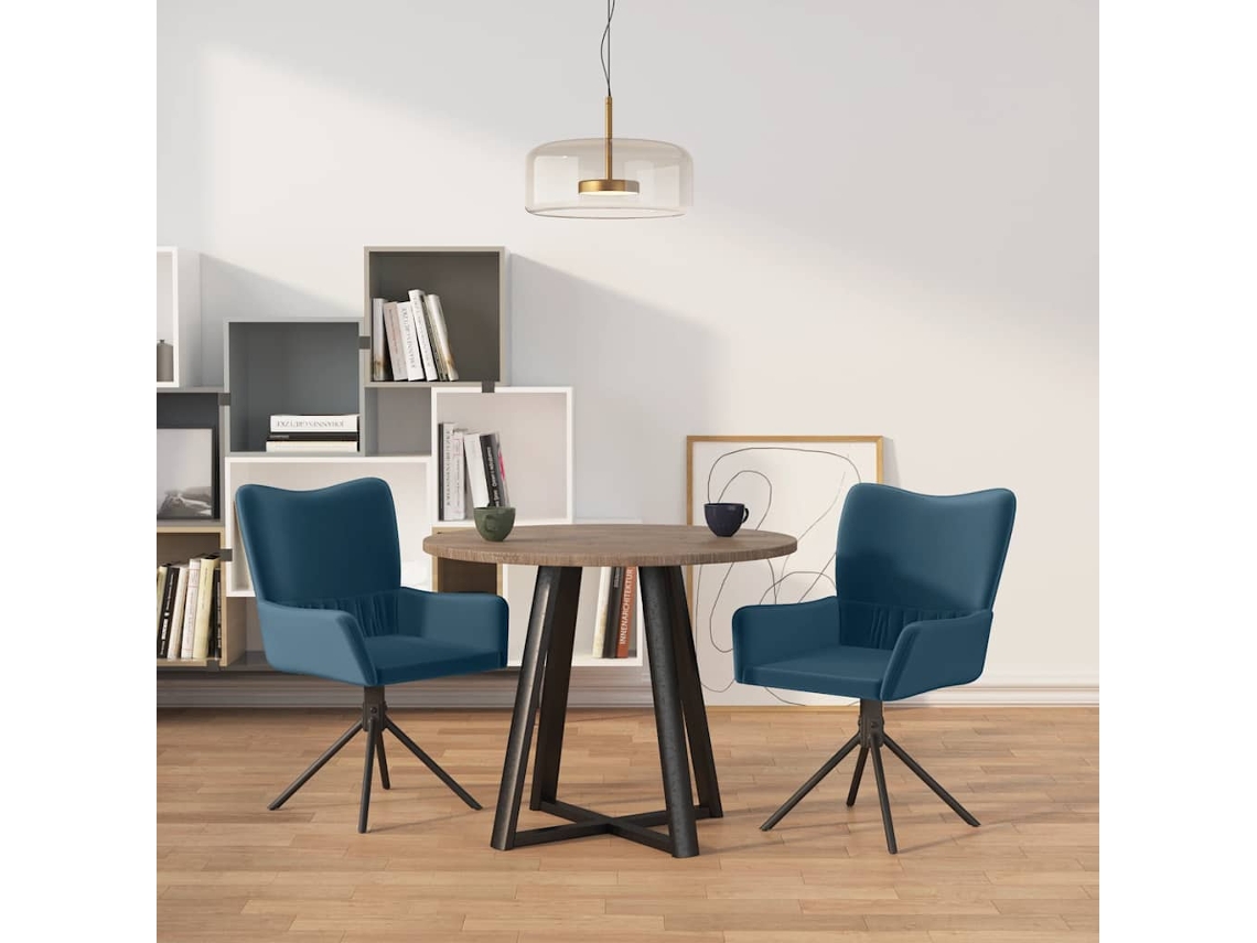 Vidaxl Cadeiras De Jantar Giratórias 2 Pcs Veludo Azul