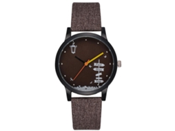 Relógio masculino Gaiety, mostrador redondo, analógico, quartzo, pulseira marrom escura.