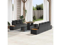 Vidaxl Conjunto De Sofá De Jardim 10 Unid. 9-número De Lugares Preto