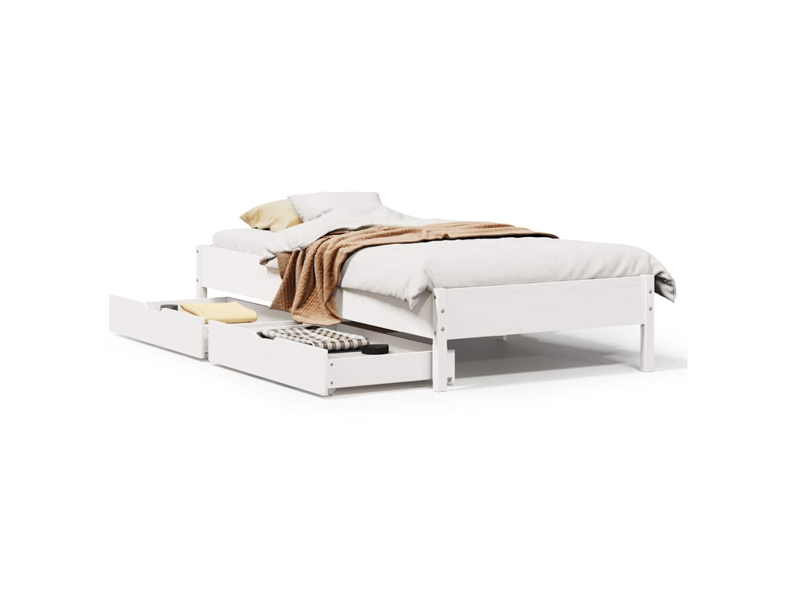 Bed Frame, Bed Frames Vidaxl Branco Madeira De Pinho (90 X 190 Cm)
