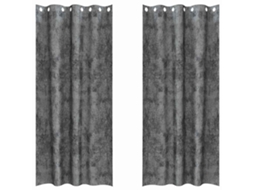 Conjunto 2 Cortinas De Veludo Vidaxl Cinzento Veludo (225 X 140 Cm)