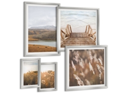 Composição De Quadros Na Parede Paisagens Turísticas Costeiras Moldura Prateada Pinturas De Quarto Espelharte (conjunto De 5 Imagens)