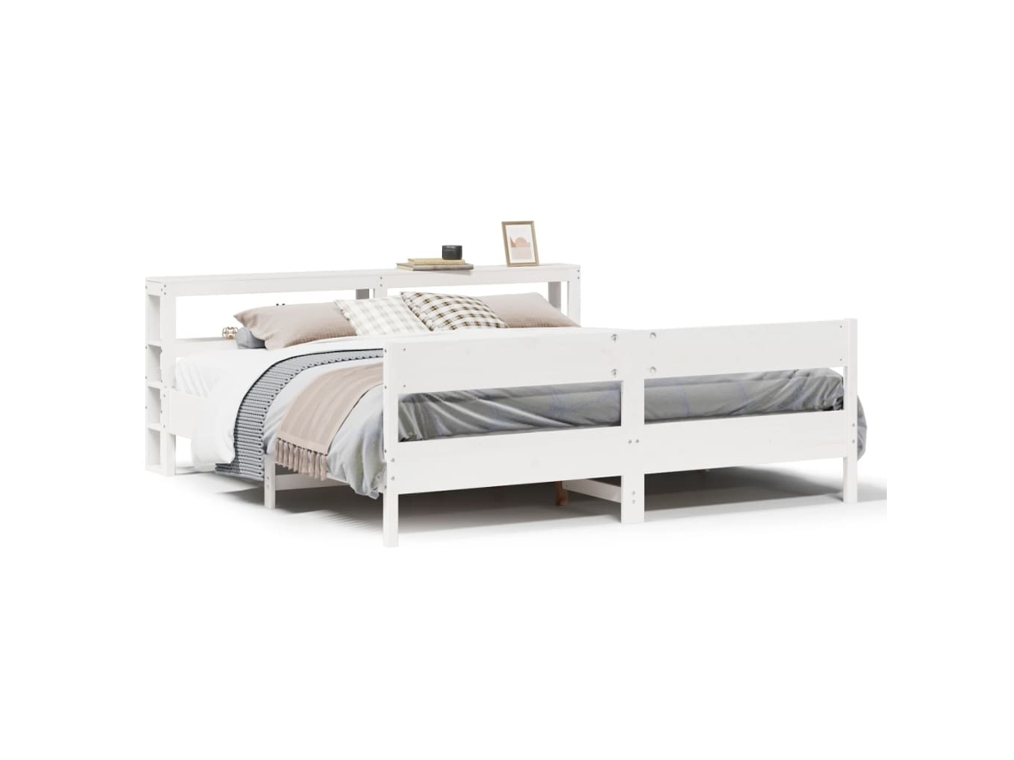 Bed Frame, Bed Frames Vidaxl Branco Madeira De Pinho (200 X 200 Cm)