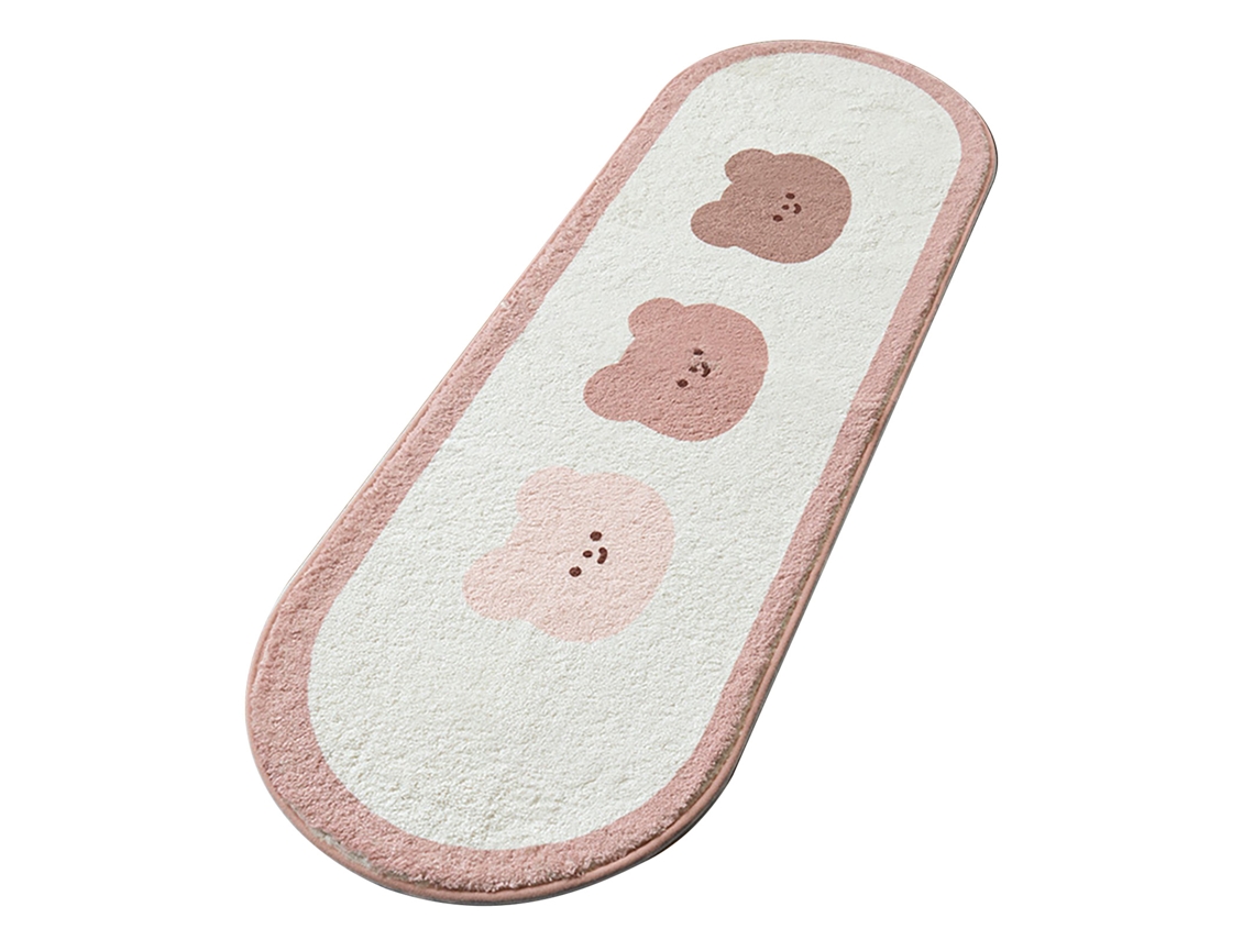 Tapete Oval Urso Marrom Cartoon Suave Decorativo Animais