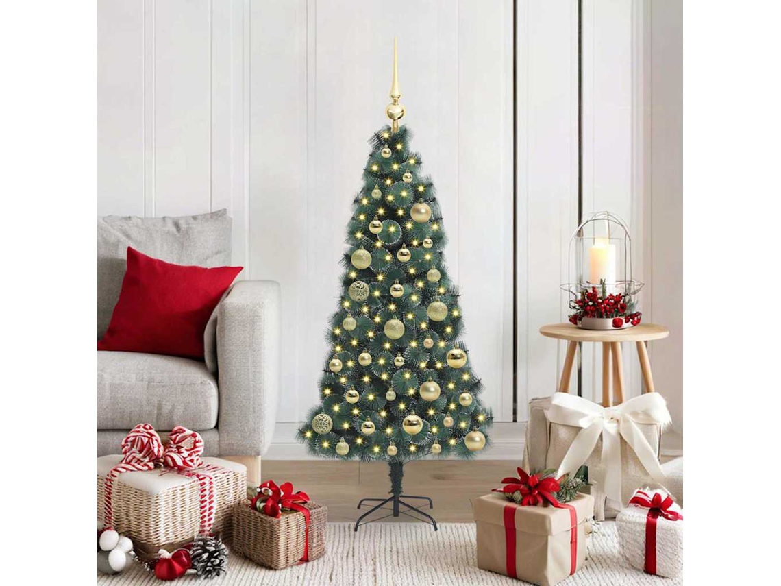 Vidaxl Árvore De Natal Artificial Pré-iluminada Com Conjunto De Bolas