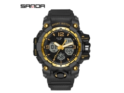 Relógio Esportivo Multifuncional Moderno e Estiloso com Acabamento Luminoso. MDUG (preto e Dourado Masculino)