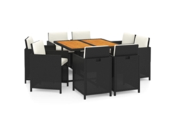 Garden Dining Set, Garden Dining Sets Vidaxl Preto Rattan / Vime (109 Cm Table Length)