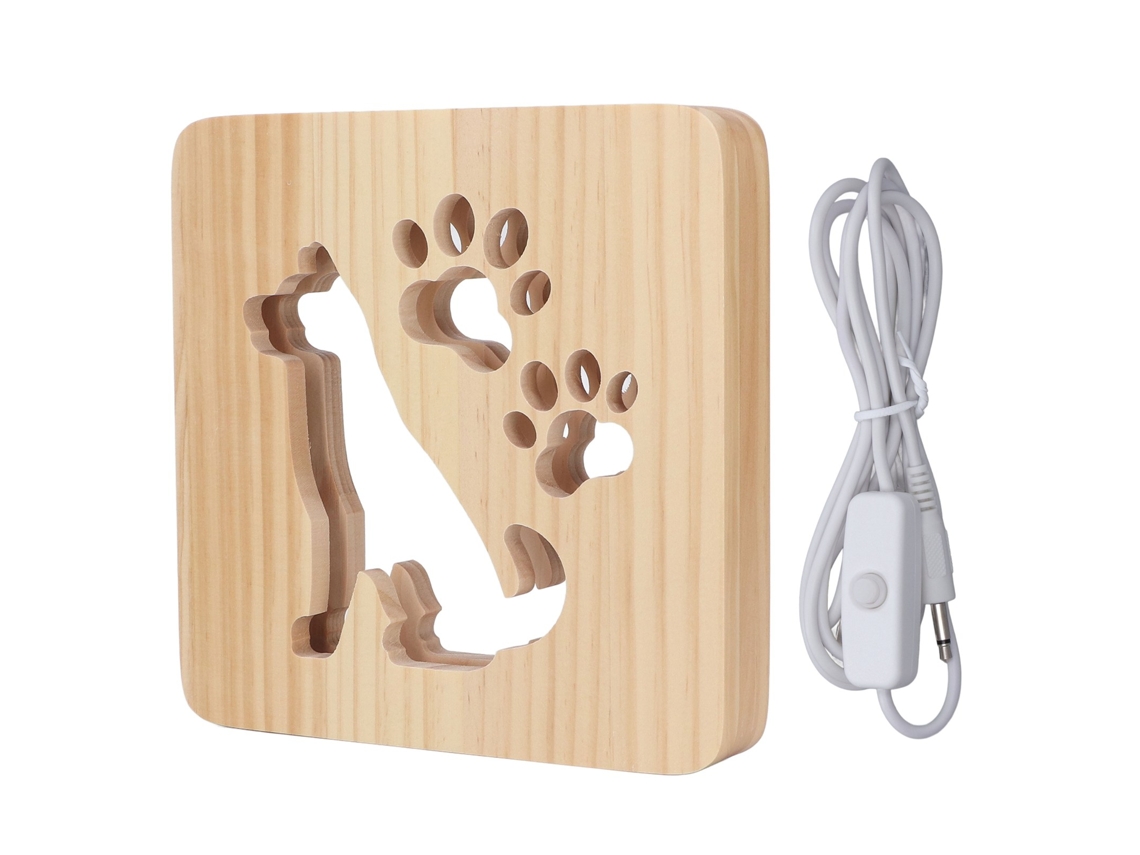Luz Noturna Infantil Cachorro Bonito Designo Oco Luz Suave 360° Usb Para Quarto Escritório