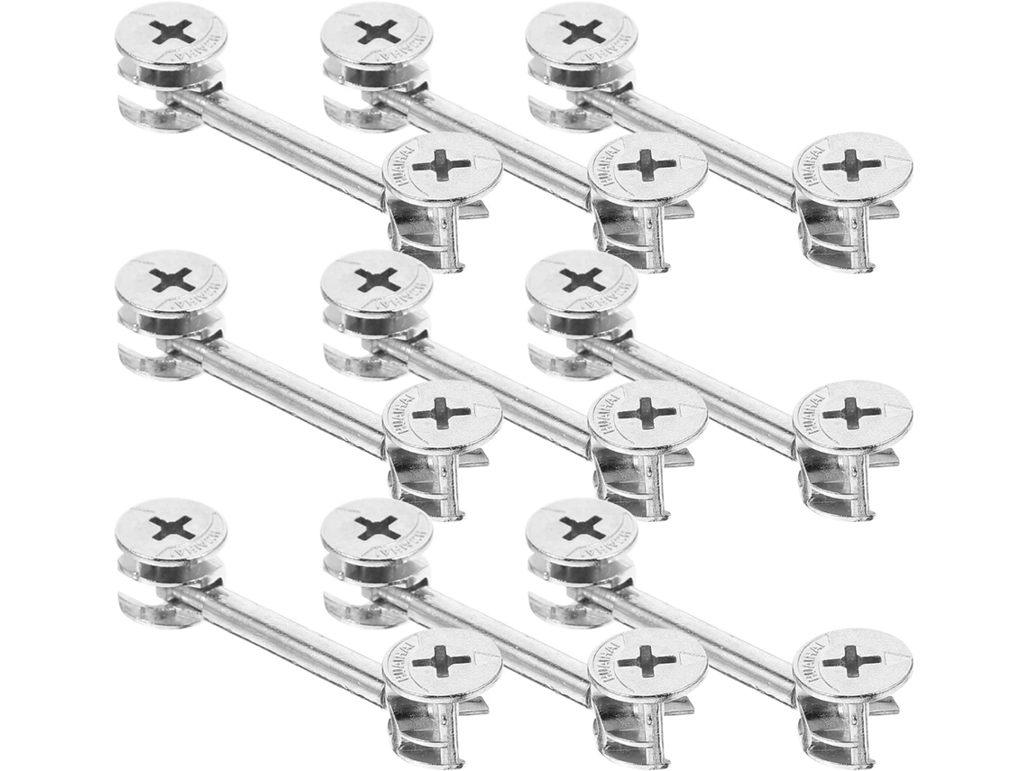 Kit De Conectores Para Armários Cozinha Inoomp Com 20 Peças, Parafusos De Fixação Com Encaixe Cônico Zincados, Cabeça
