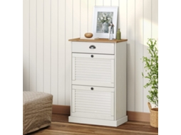 Vidaxl Sapateira Vigo 60x35x96 Cm Madeira De Pinho Maciça Branco